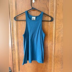 Free People Teal Blue Ribbed High-Neck Tank - XS